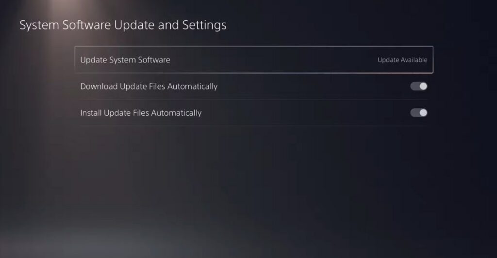 Select Update System Software.