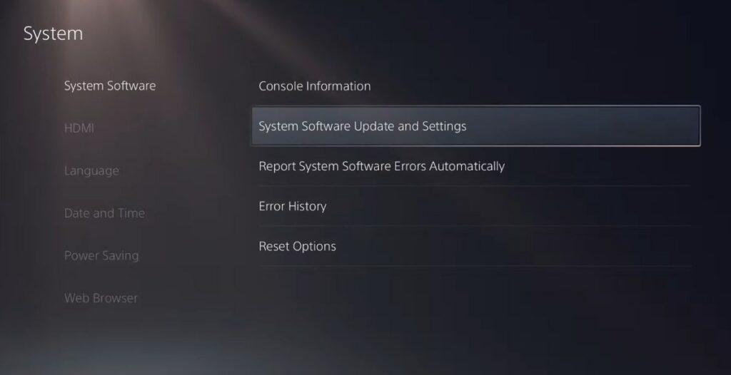 System Software Update and Settings