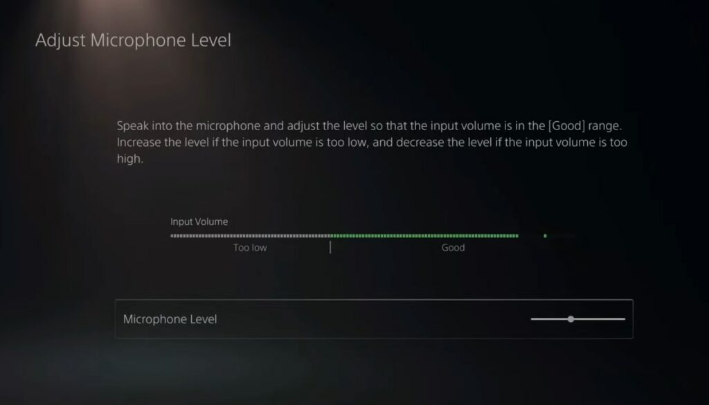 adjust ps5 mic level