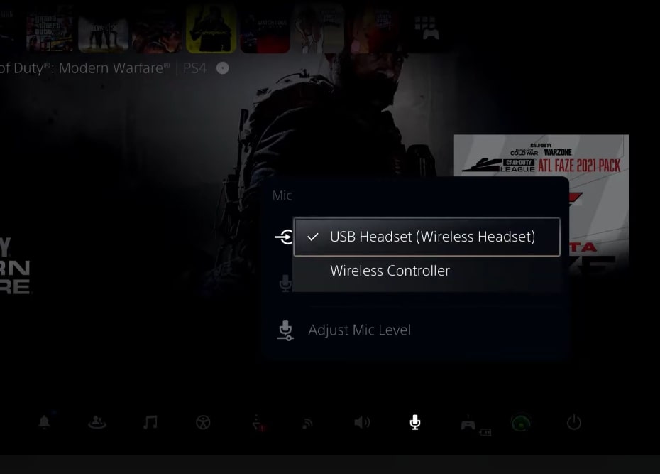 select the right mic on ps5