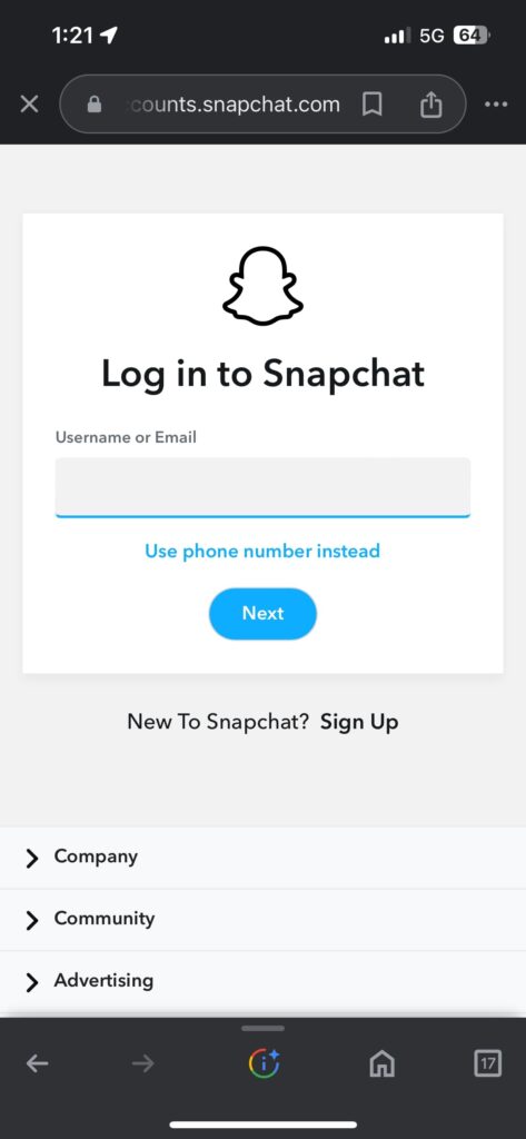 login to snapchat account